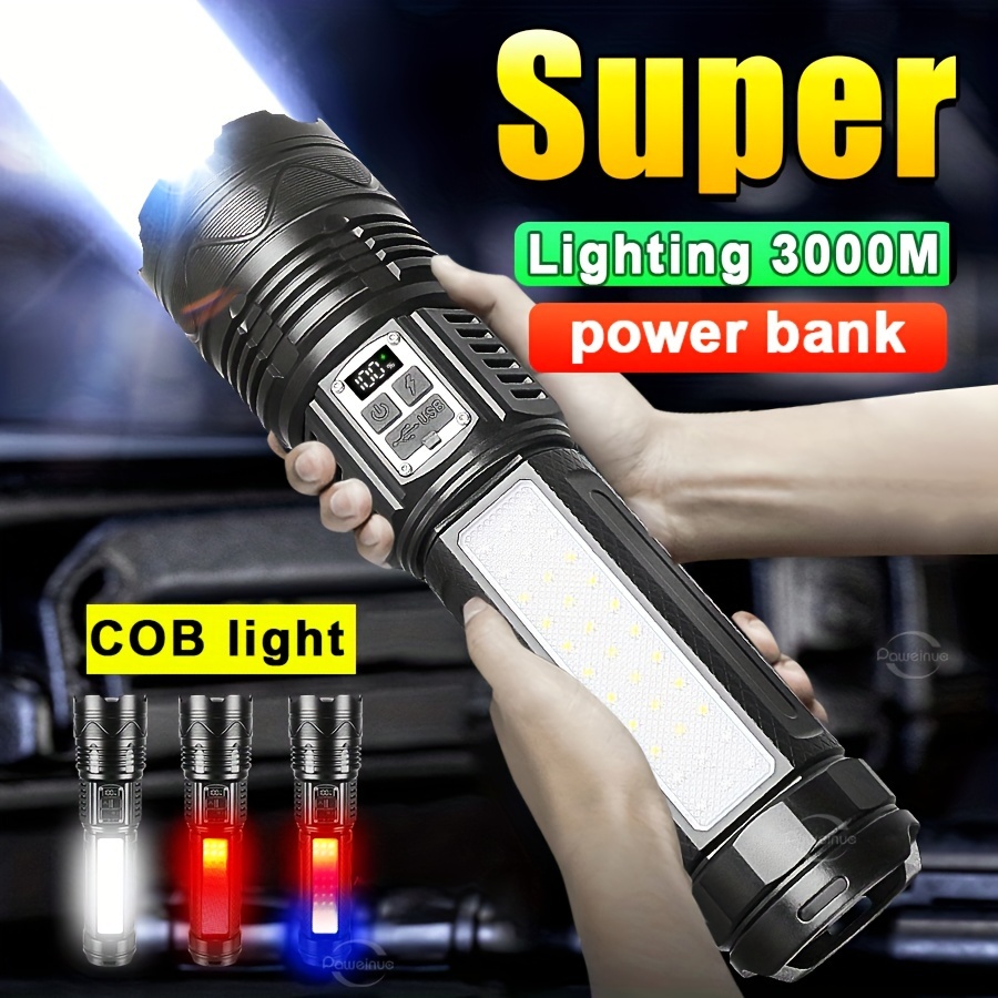 

Paweinuo Tactical Led Flashlight - High Lumens, Rechargeable, Zoomable, Waterproof, With Power Bank Functionality