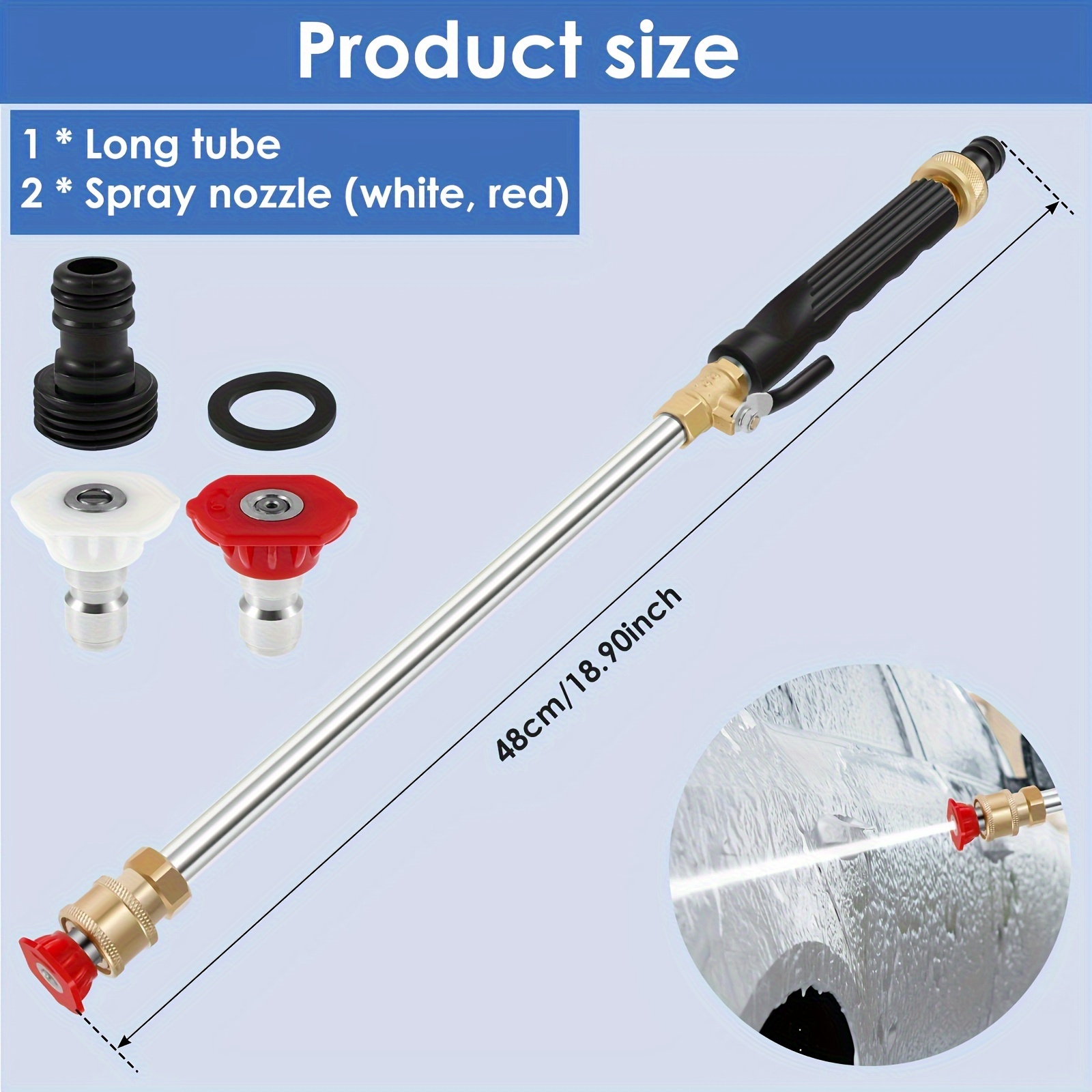 

Multifunctional High Pressure Cleaning Rod With 2 Nozzles - Aluminum Alloy And Stainless Steel, Easy To Connect Garden Water Pipes, Ideal For Car, Window And Yard Cleaning - Black/grey