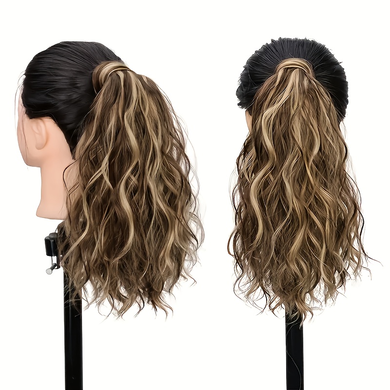 synthetic ponytail extension for women curly wave style high temperature   around   design elegant long braid look versatile easy to   natural look for   details 3