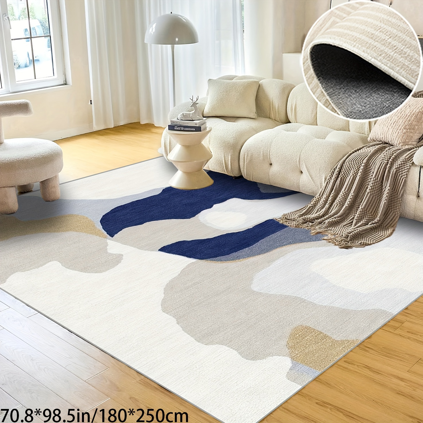 

Meeting Living Room Rug European Simple Nordic Abstract Blue Graffiti Oil Painting Pattern Washable Area Rug Office Hotel Living Room Bedroom Carpet Non-slip Waterproof Absorbent Durable