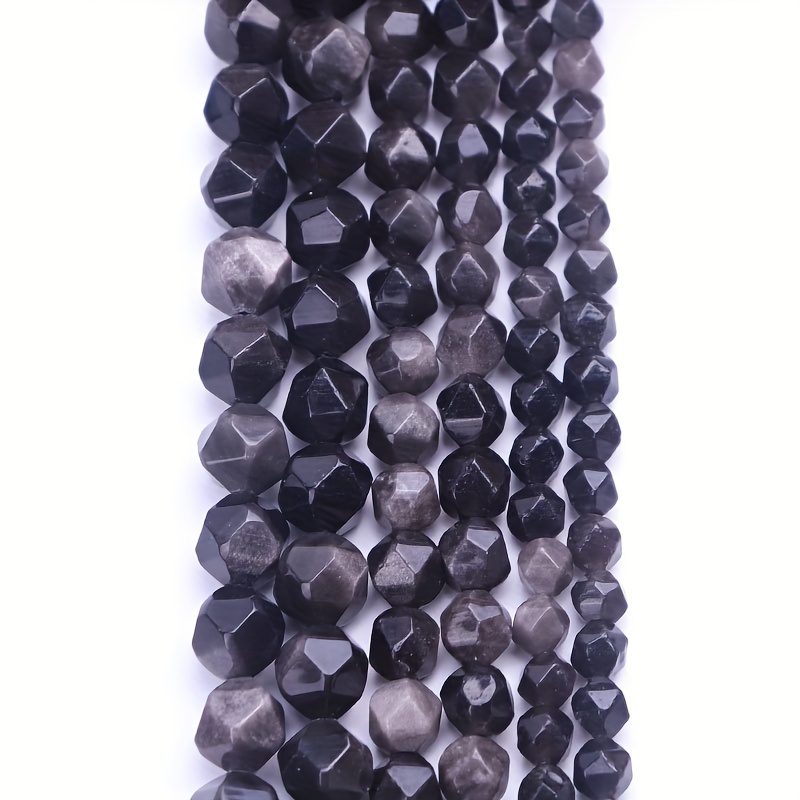 

versatile" Natural Obsidian Faceted Beads 6/8/10mm - Round Spacer Beads For Diy Jewelry Making, Necklaces, Earrings, Bracelets - Unisex Fashion Gift