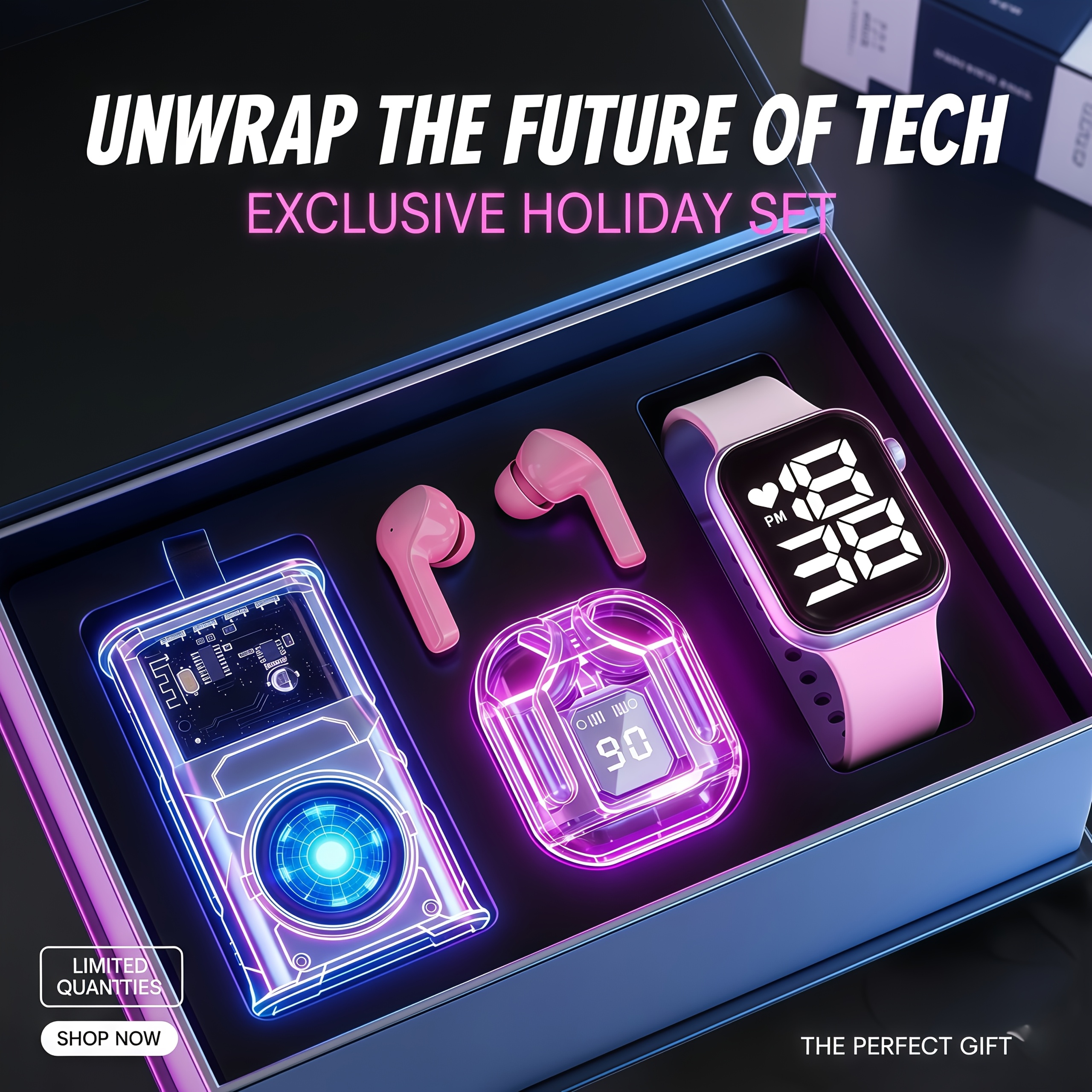 TEMU [ 2026 Popular Premium Gift Set] 3pcs, Wireless Earbuds(in-ear Headphones) +portable Bluetooth Speaker+electronic Watch (no Gift Box) Modern