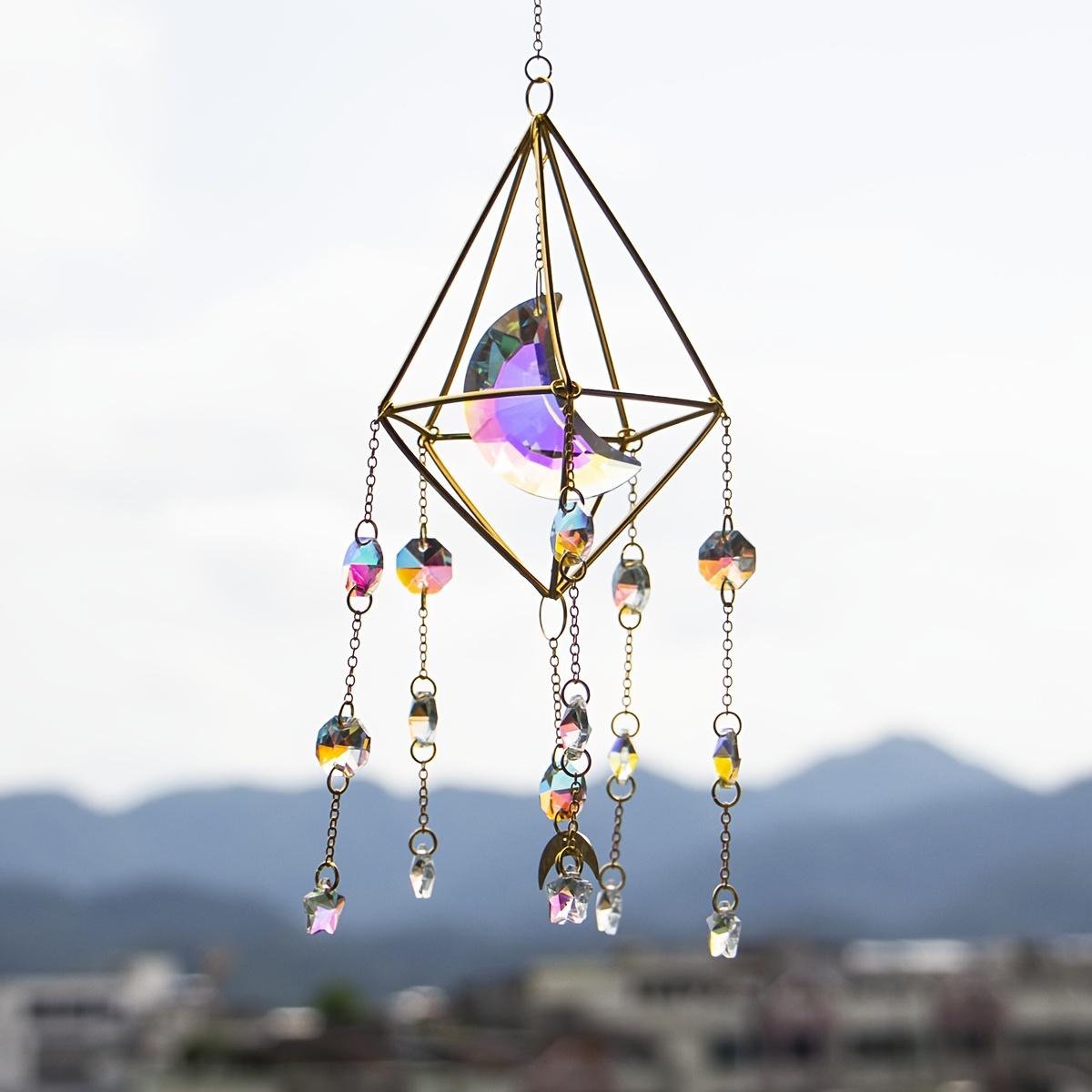 

1 Crystal Sun Catcher, Sun Catcher With Natural Raw Stone Crystal Prism Sun Catcher Rainbow Make Pendants For Garden And Interior Windows