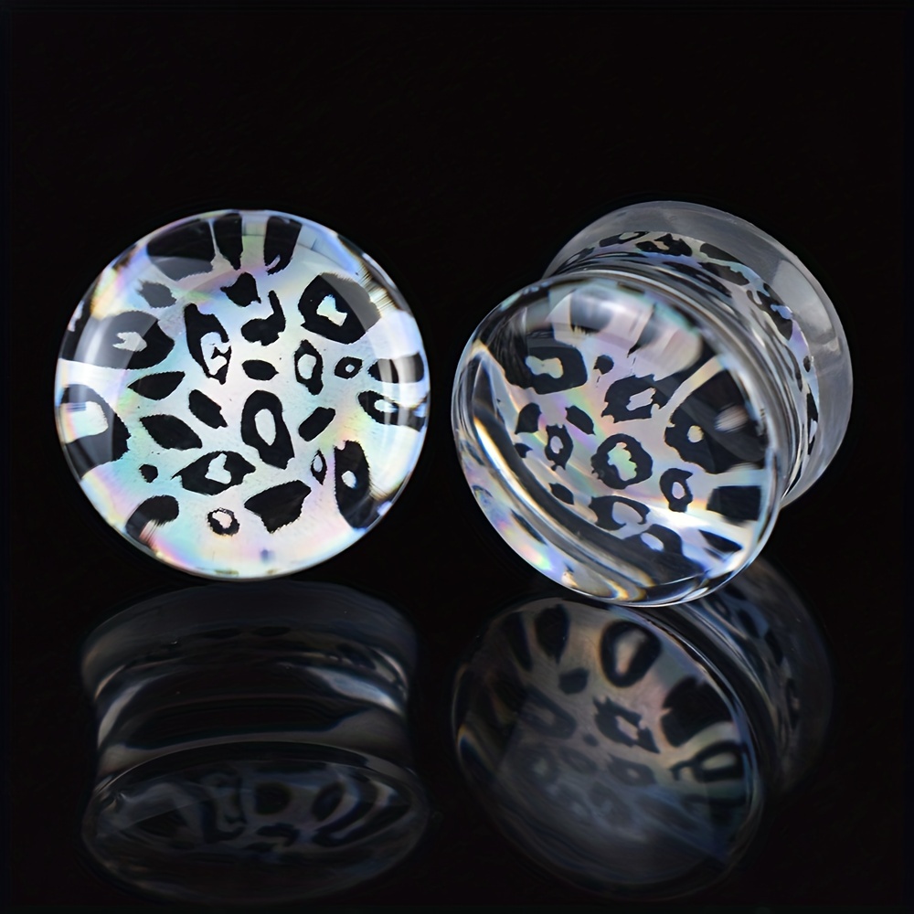 Image of 2pcs 6-30mm Sexy Leopard Print Ear Plug Tunnels Gauges Ear Stretcher Double Flared Plug Body Jewelry For Women Men