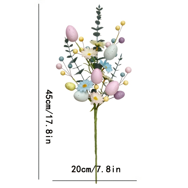 1pc Soft Pastel Easter Faux Bouquet - Plastic Artificial Flower Arrangement With Eggs And Berries - For Home Decor, Holiday Centerpieces