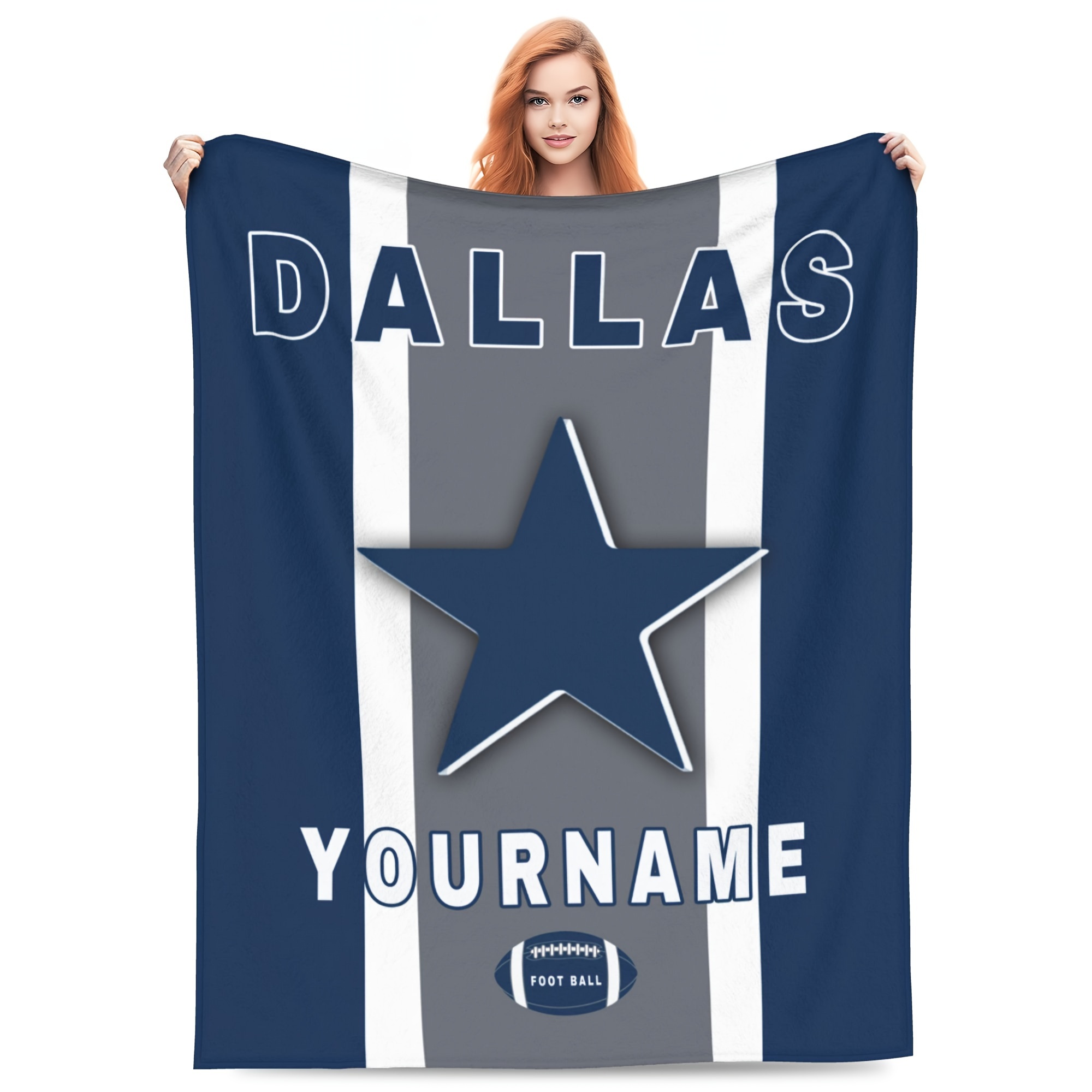 

Personalized Dallas Football Blanket - Custom Name, Cozy Flannel Throw For Beds & Sofas, Ideal Gift For Fans, Comfort