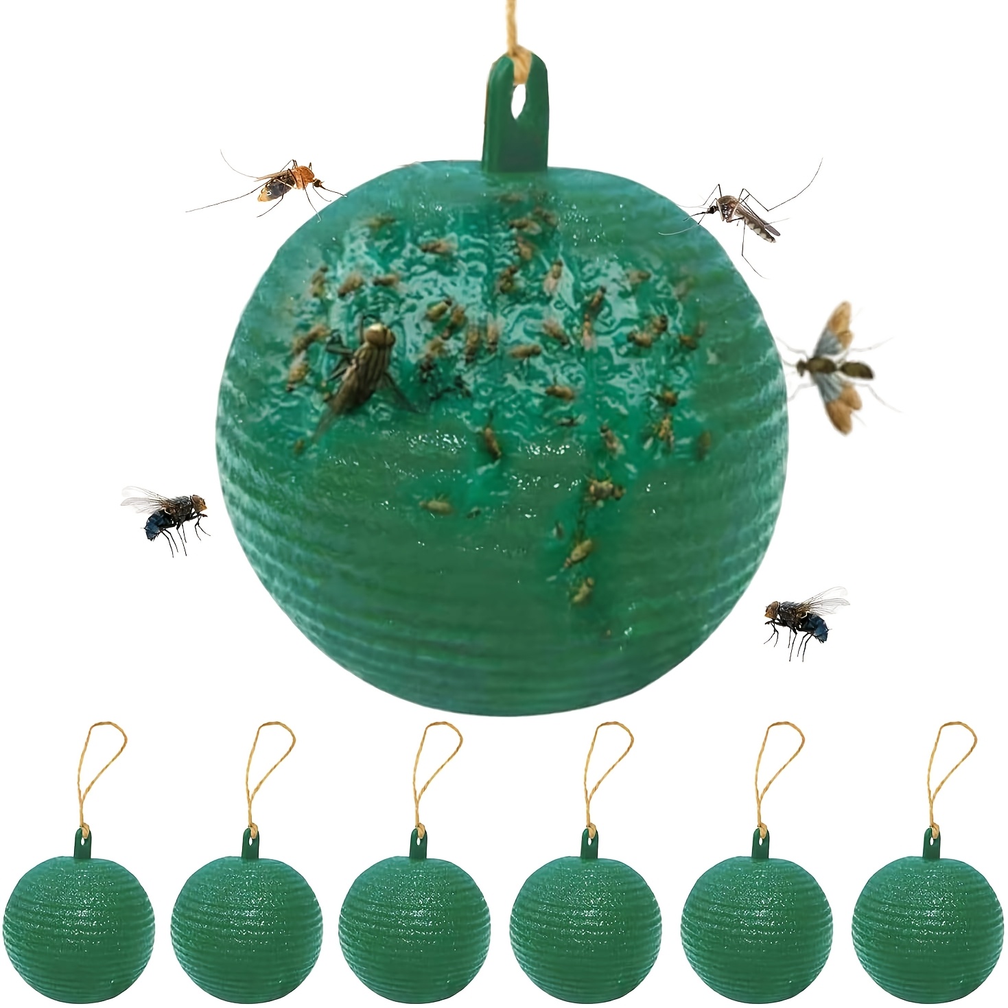TEMU 6pcs Fly Traps Ball Fly Trap Indoor, Hanging Fly Bugs Sticky Ball Outdoor, Glue Ball For House Plants Hanging Disposable Plastic Non-toxic Fly