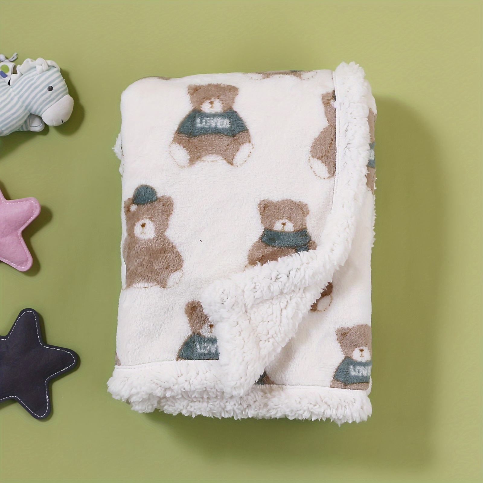 1pc Spring/autumn Soft And Comfortable Flannel Blanket, Double-layer Children's Printed Animal Graphic Throw Blanket