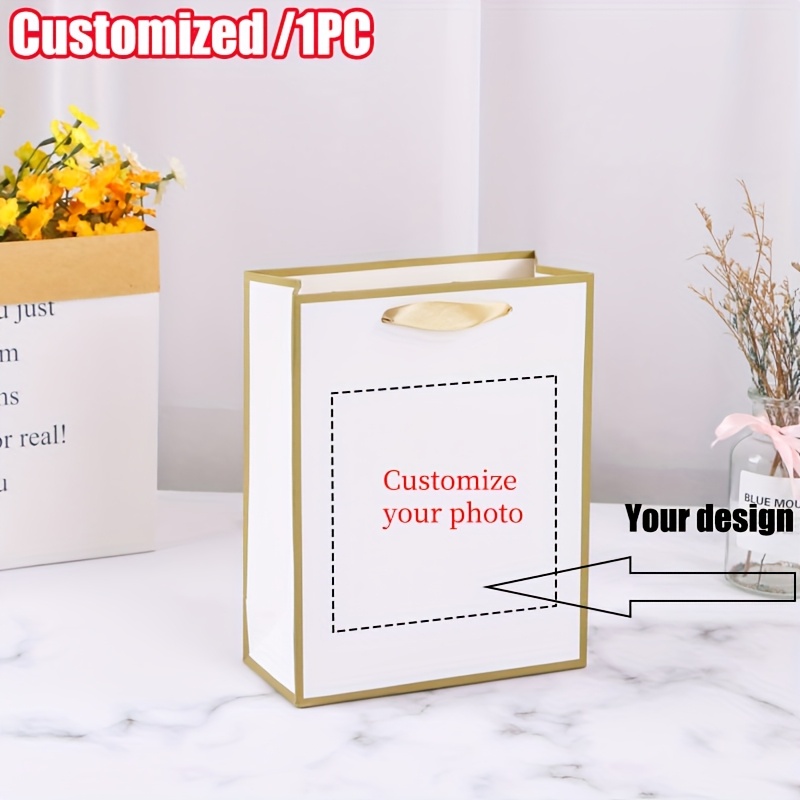 TEMU Cadeau voor haar/hem 1 stuks Gepersonaliseerde cadeauzak, eenvoudige kleur tas, custom afbeelding/logo, geschikt voor reclame personalisatie,