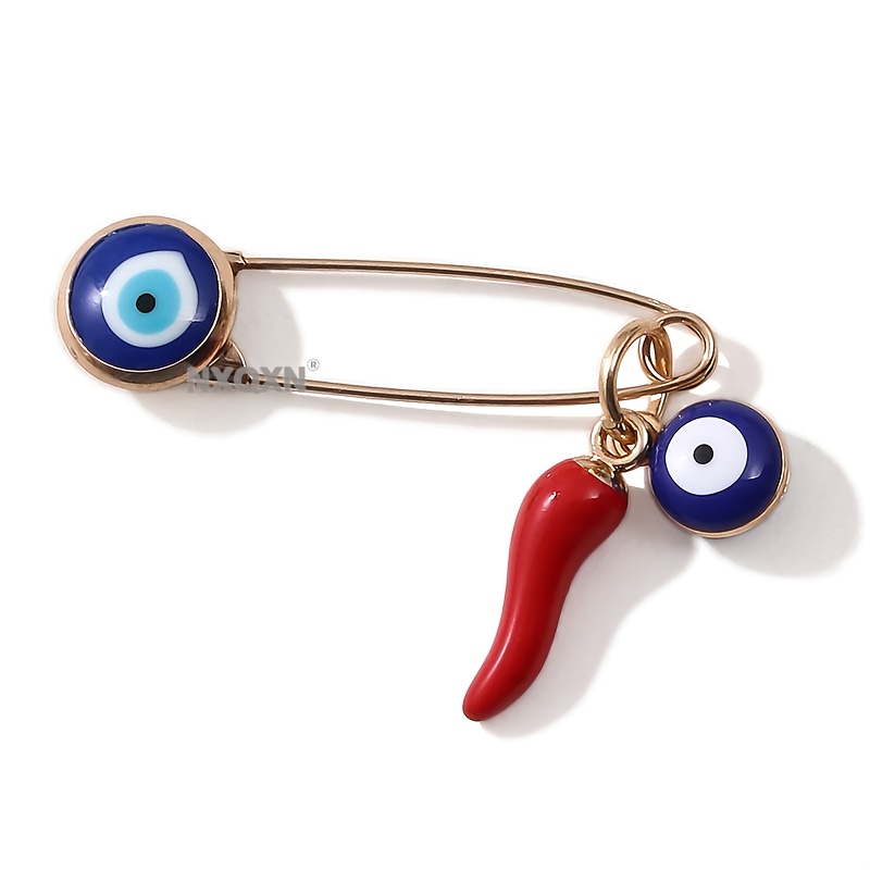 TEMU Broche de aleación personalizado , ojos azules, colgante de pimienta colorida, estilo , pin de cuello, regalo de Navidad