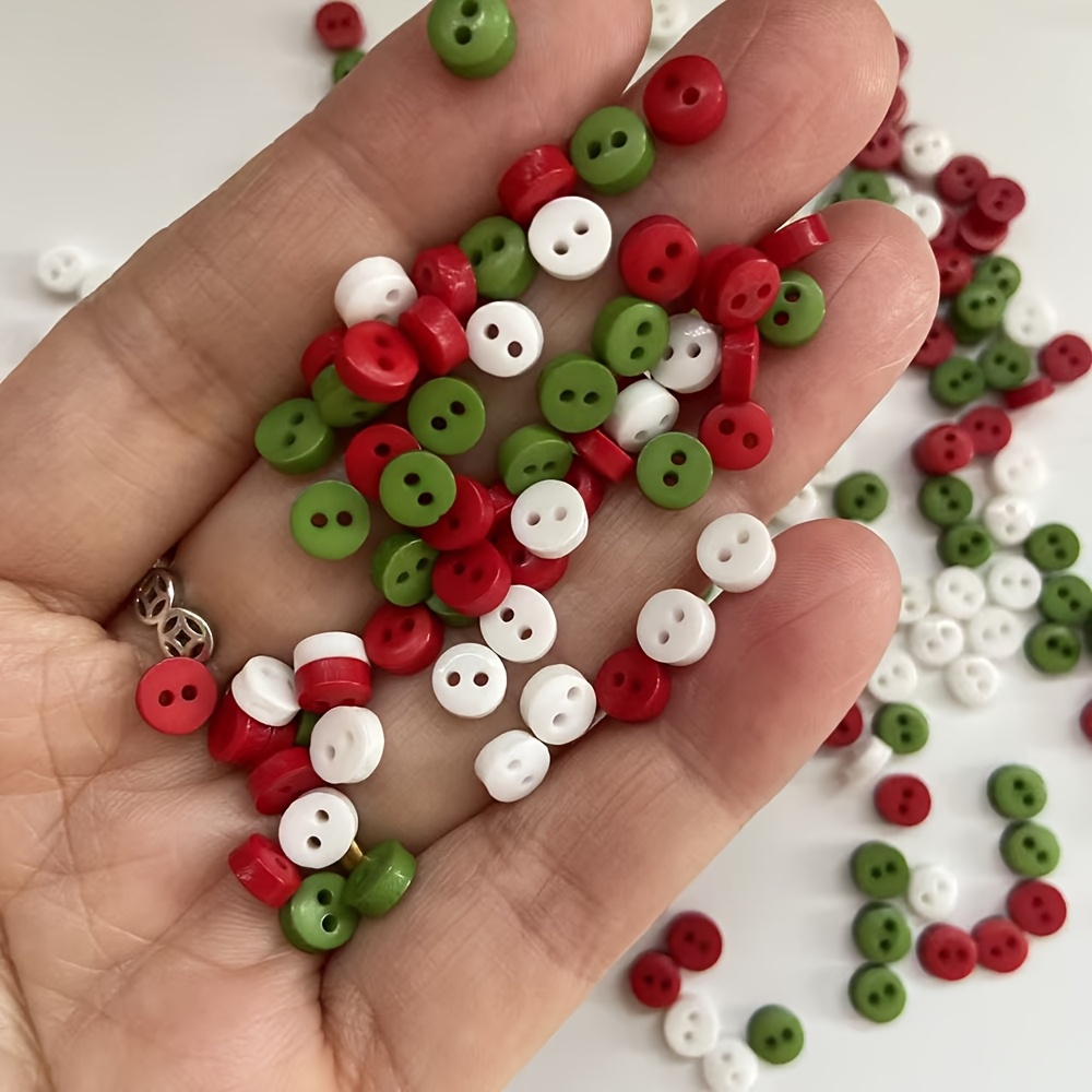 TEMU 50 Christmas Buttons - Large 6mm Round Resin Buttons With Pointed Center Needles In Red, Green, And White - Suitable For Diy Crafts, Sewing,