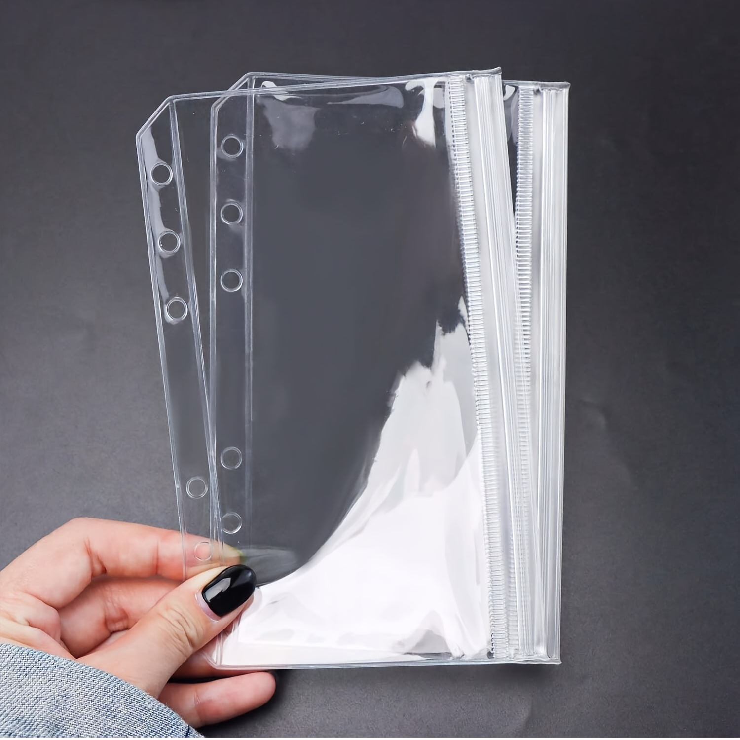 4pcs A5/a6 Transparent Pvc Loose Leaf Bag, Manual Ledger Macaron Loose Leaf Notebook Leather Pu, 6-hole Cash Budget Manual Ledger With Loose Leaf Bag