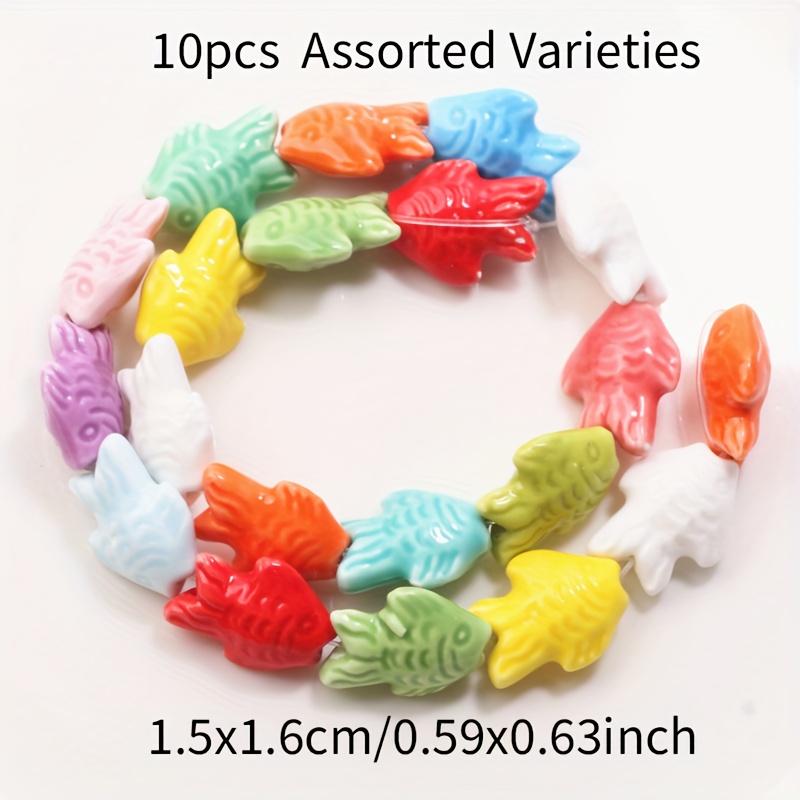 TEMU 15X16Mm 10 Pezzi di Piccoli Pesci in Ceramica Casuali per Gioielli, Materiale a , Braccialetti per Coppie, Collane, Orecchini, Portachiavi,