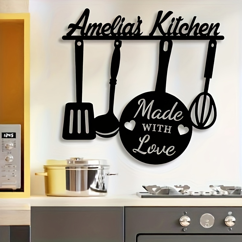 

Custom Metal Kitchen Signs - Personalized Wall Decor, Farmhouse Style Above Cabinet Art, Reusable Cartoon-themed Home Decor Gifts, Kitchen Signs, Wall Decor, Kitchen Gifts