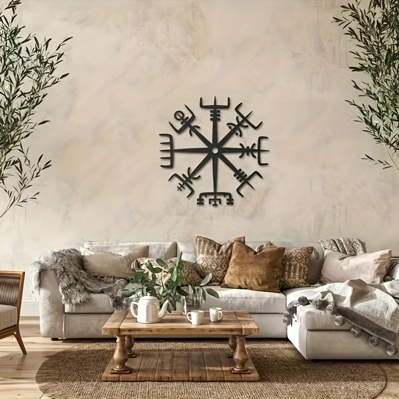 Décoration Murale Viking En Métal - Sculpture Compass Art Viking Noir