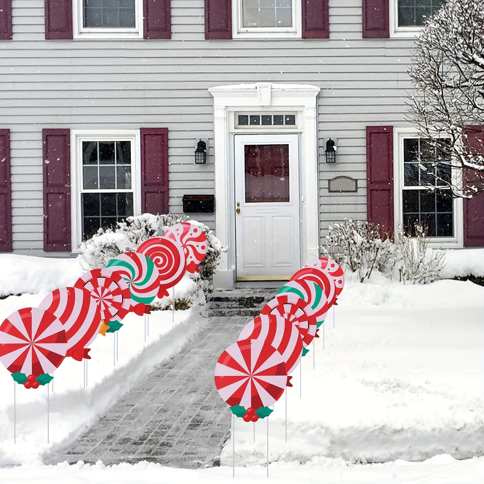 

Candy Christmas Decorations Outdoor Yard Signs - 6pcs Plastic Peppermint Lollipop Candy Signs With Stakes For Christmas Outside Yard Pathway Lawn Decor Supplies