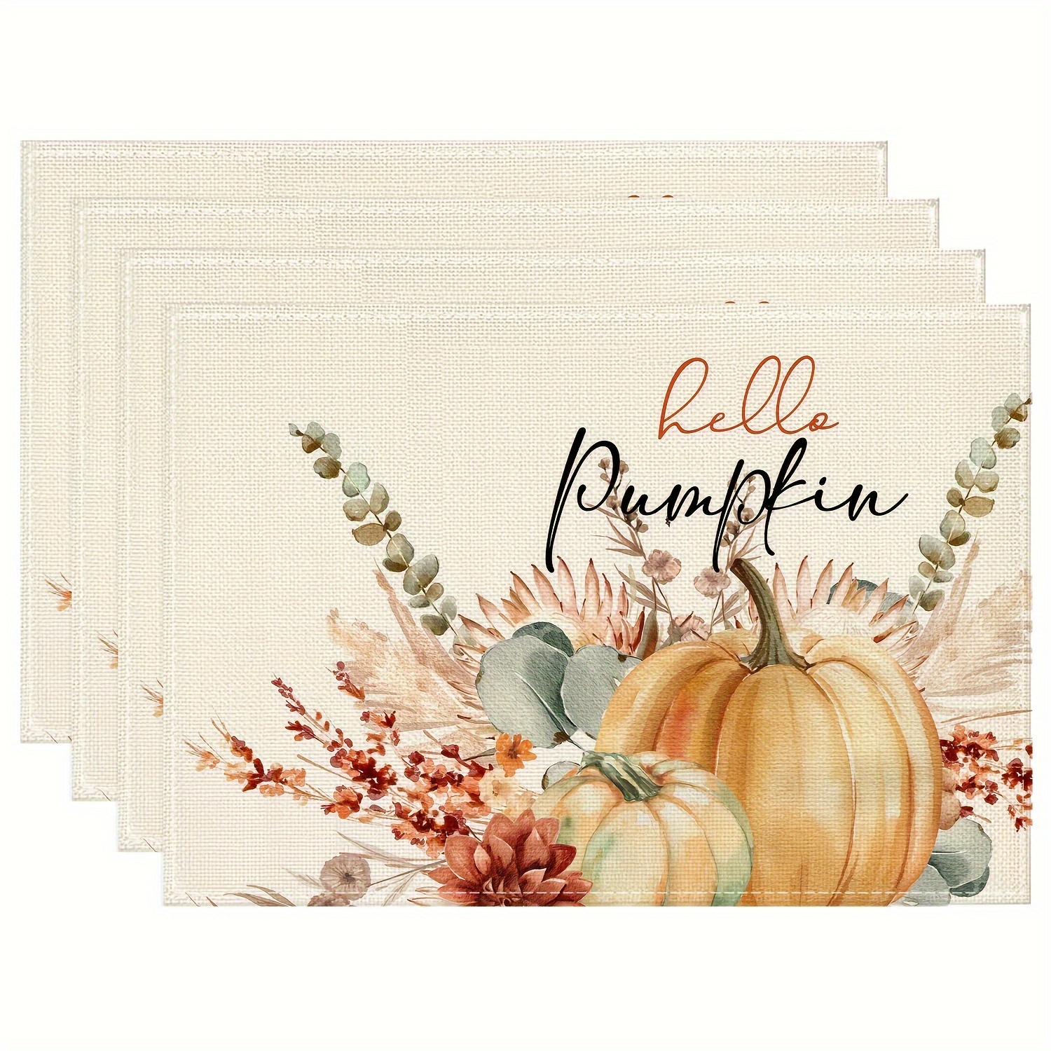 

4pcs Of Light Color Pumpkin Flower 30*45cm Autumn Placemats