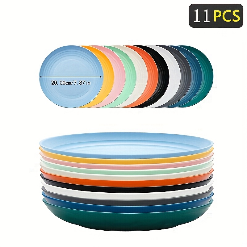 11pcs round plastic plates set reusable lightweight Temu