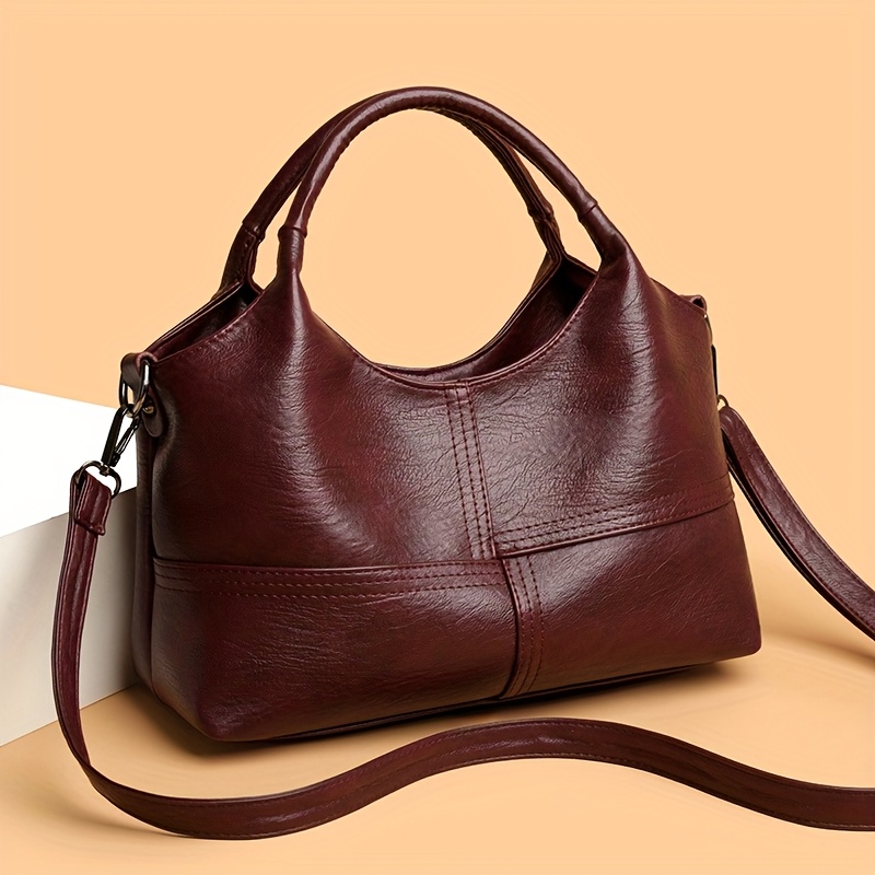 Vintage Soft Women'S Crossbody Handbag - Stylish Stitched Decoration, Designed for Both Hand-Held And Crossbody Use, a Spacious And Versatile Item for Commuting And Leisure, an Essential Bag for Elegant Women