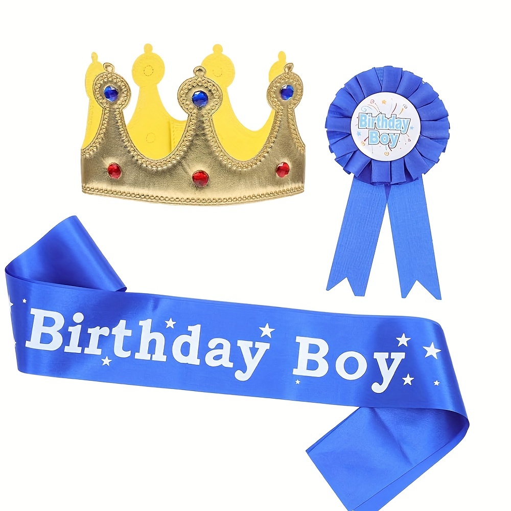 

Blue Birthday Hat Birthday Boy Sash And Badge Party Decorations Dress Up Accessories