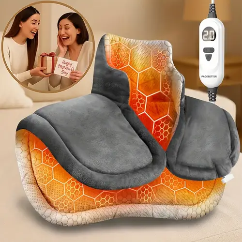 electric weighted heating pad for neck shoulders back graphene fast heating to 150 x18 breathable light beige friendly fabric dry washable wrap mothers day birthday gifts for women mom dad heating pad for neck and shoulders back discomfort aid hexagonal urewicking fabric