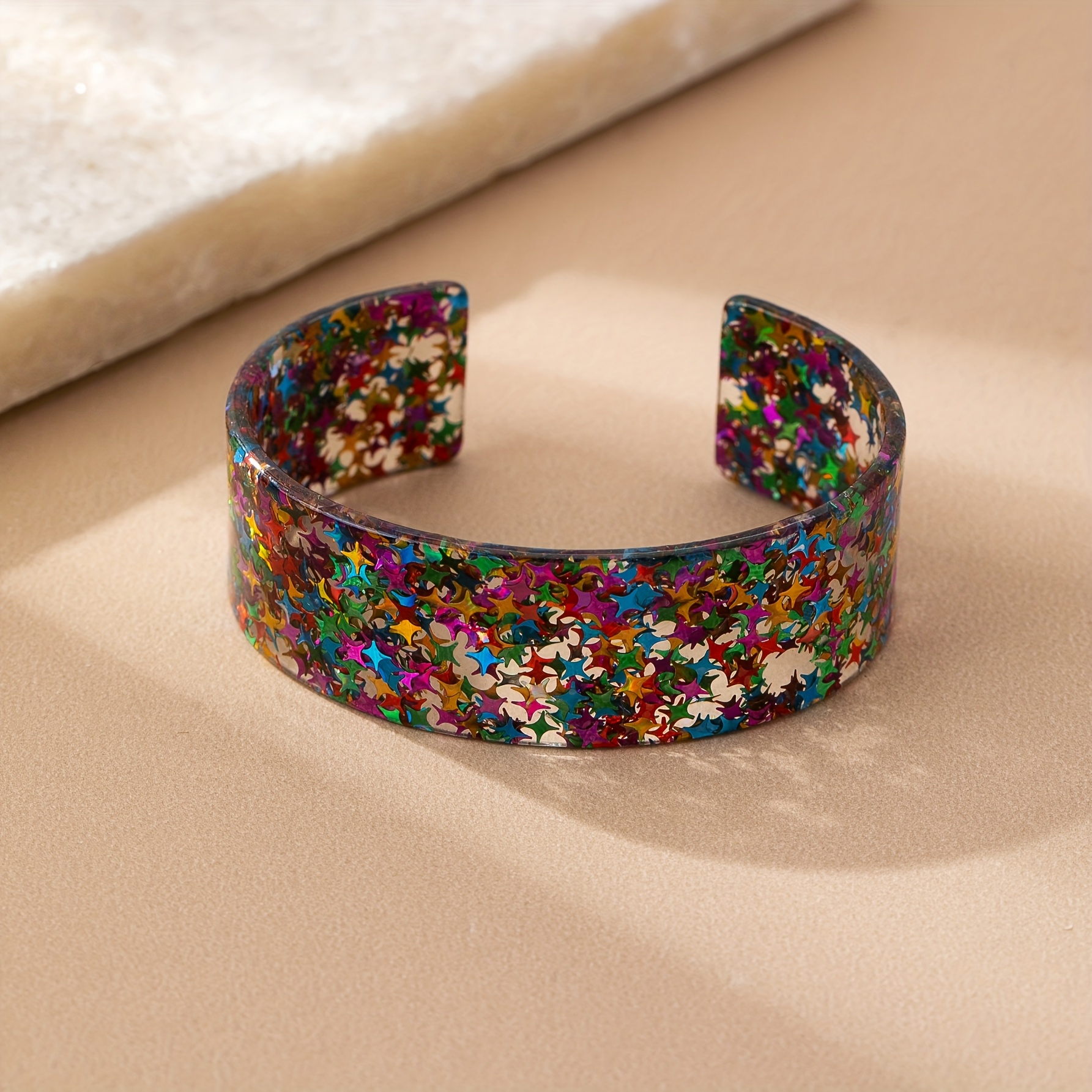 Bohemian Wide-Band Bracelet, Colorful Red and Green Design