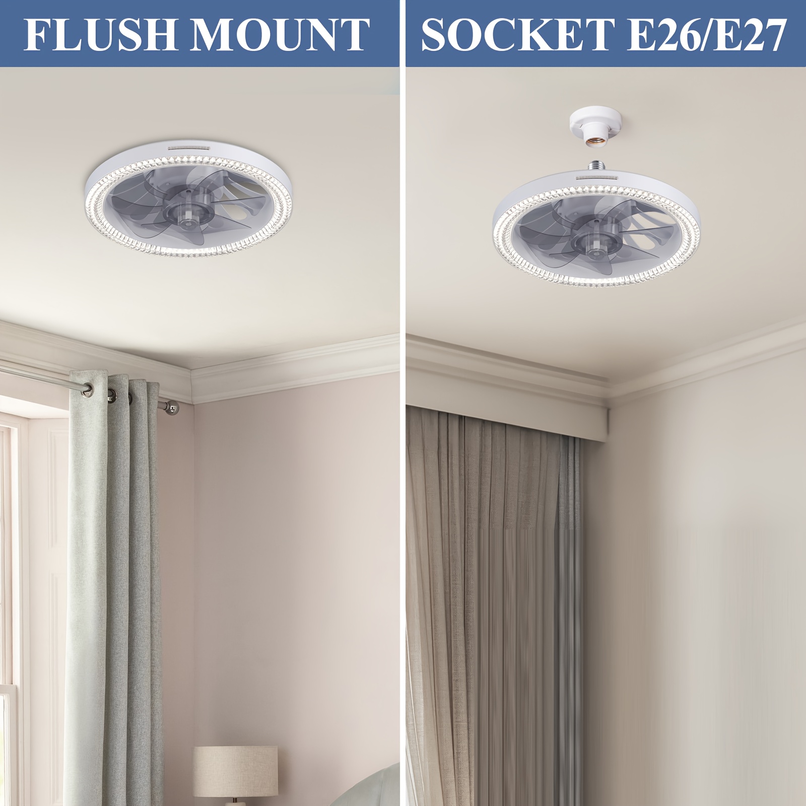 1pc fan with light & remote control, screw-in pendant fan with 3-speed wind adjustment, 3000-6500k adjustable led light, e26/e27 base, for bedroom, kitchen, living room, storage room, ceiling fan light fixture, kitchen lighting, modern lighting, durable construction Product details 4