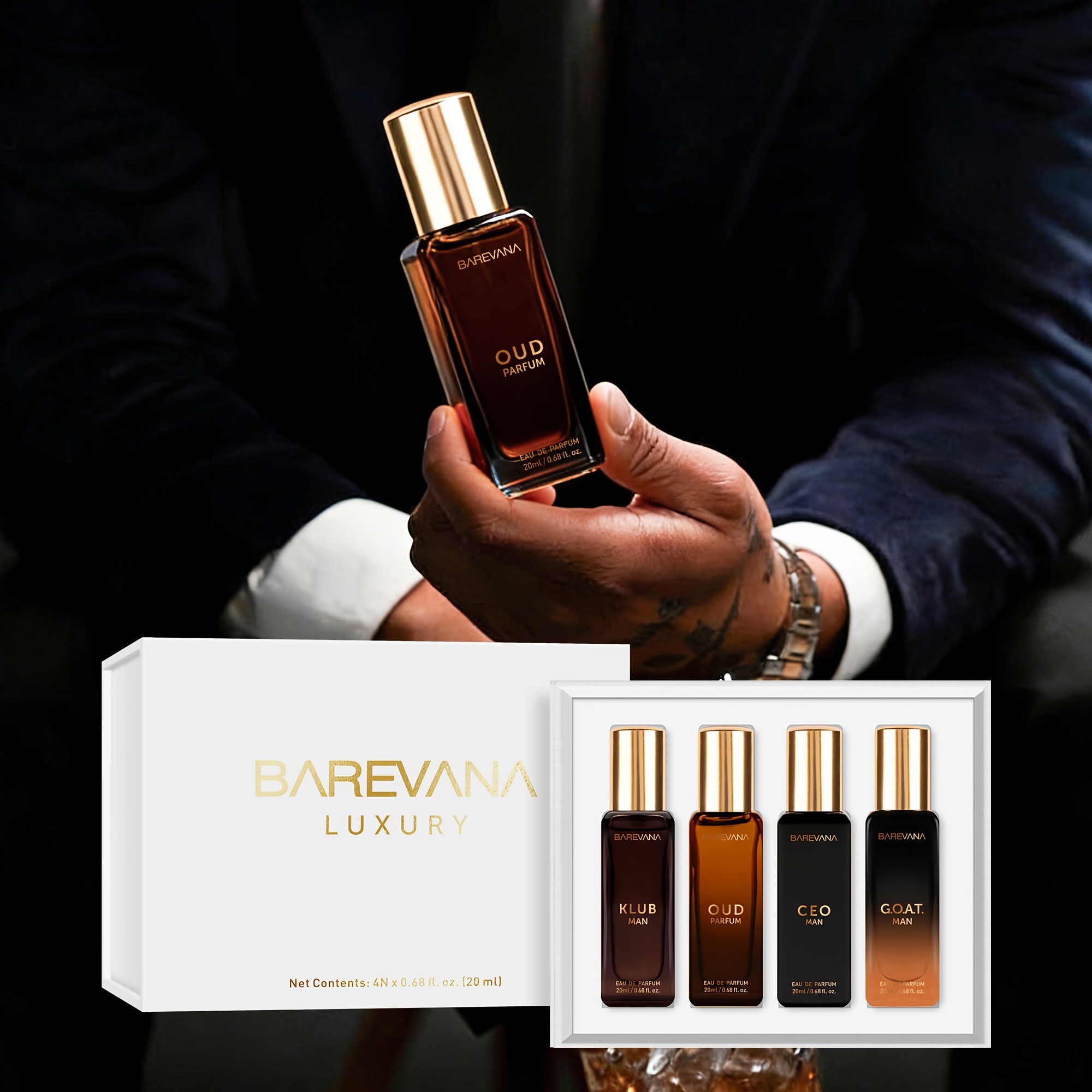 TEMU Ensemble de 4 parfums avec des senteurs florales, fruitées et boisées, parfum , ensemble de parfums unisexe, cadeau pour les occasions spéciales