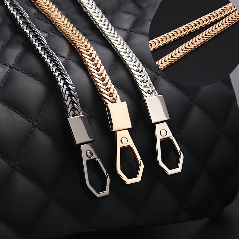 

15-47" Diy Iron Flat Chain Strap Thin Dainty Finished Handbag Chains Accessories Purse Straps Shoulder Cross Body Replacement Straps With Metal Buckles