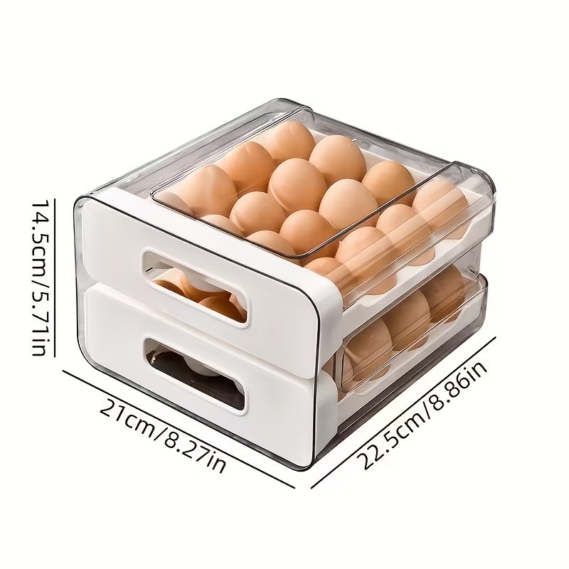 TEMU 1pc White Egg Organizer For Refrigerator Drawer Storage - Modern Space-saving Egg Holder With Egg-shield, Food-safe Plastic Suitable For Cr