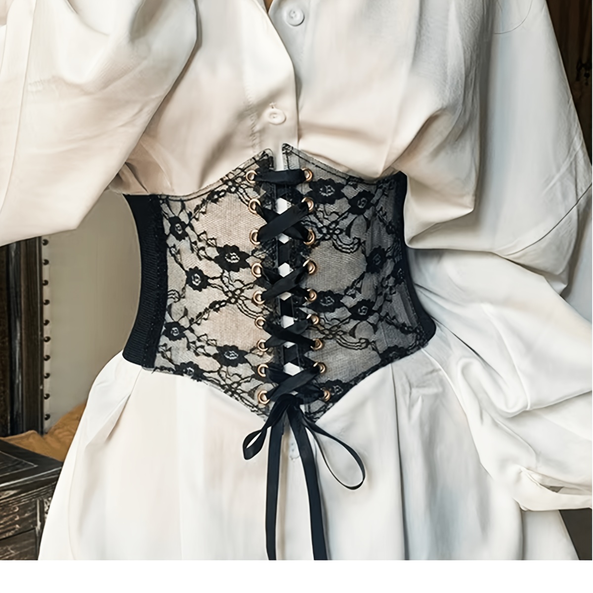 E-shop 1 Stück Damenmode Weites Spitzenbund Gürtel Allzweck Kleid Top Dekor Taillenband Elastischer Bauchkontrollgürtel