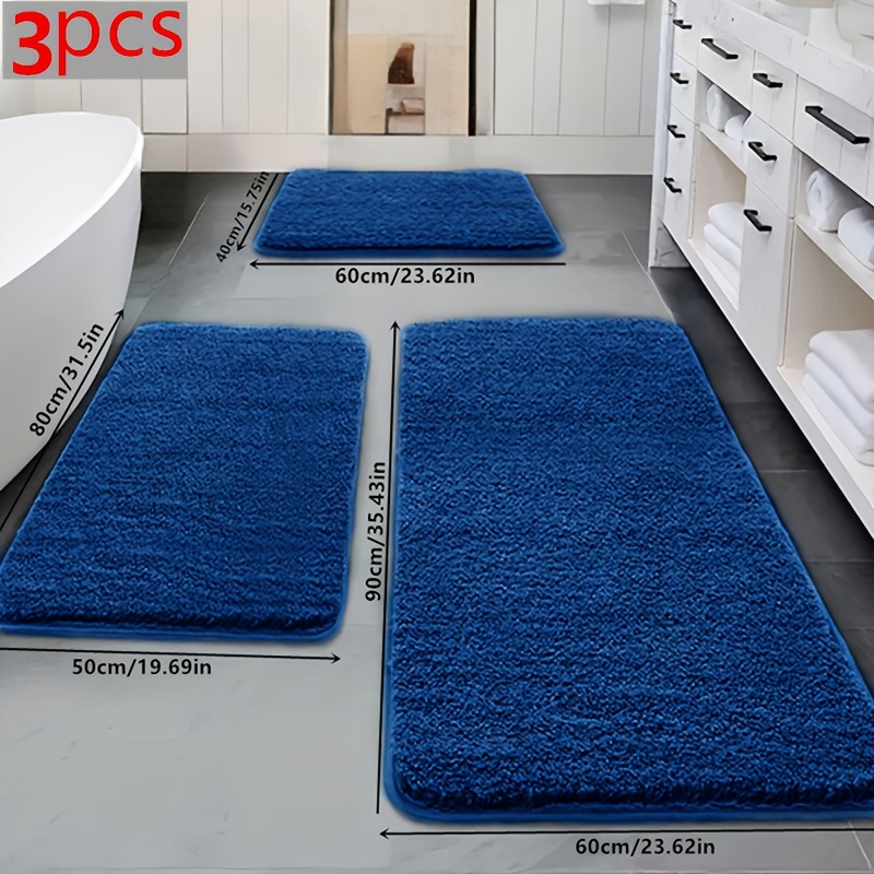 Set Di 3 Tappetini Da Bagno Morbidi E Antiscivolo - Confortevoli E Facili Da Lavare