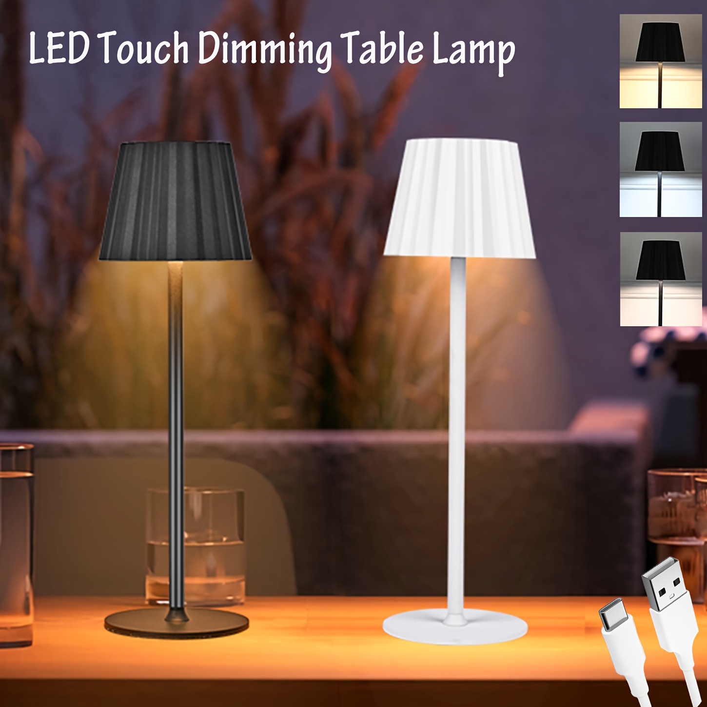 

Lswzz Cordless Led Table Lamp - Touch Control, Usb Rechargeable For Reading, Bedroom, Bar, Restaurant, Outdoor Parties & Camping
