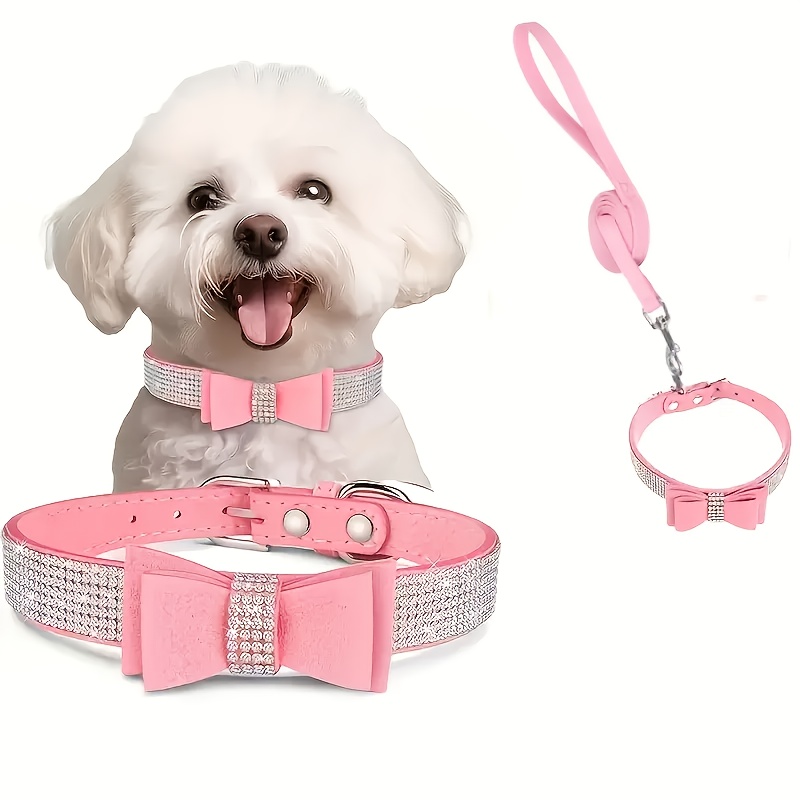 Gemustertes Hundehalsband Mit Fliege – Verstellbar, Für Kleine Hunde & Katzen, Mit Edelstahlschnalle