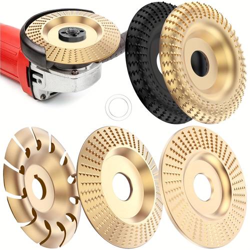 set of 5 wood carving discs for angle grinders compatible with 4 or 4 1 2 angle grinders featuring a 5 8 ideal for shaping and carving wood woodworking tasks