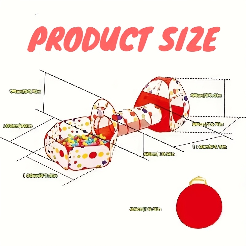 3-in-1 Kids Tent with Tunnel & Ball Pool - Indoor Playground, Soft Microfiber Play Tent with Easy Setup, Birthday/Easter/Christmas/Holiday Decorations, for Boys & Girls Nursery, Living Room, Party - Safe Indoor Play Center, Festive Kids' Playhouse, Playful Polka Dots Design, Durable Kids' Plaything, Sturdy Construction, Toddlers Plaything