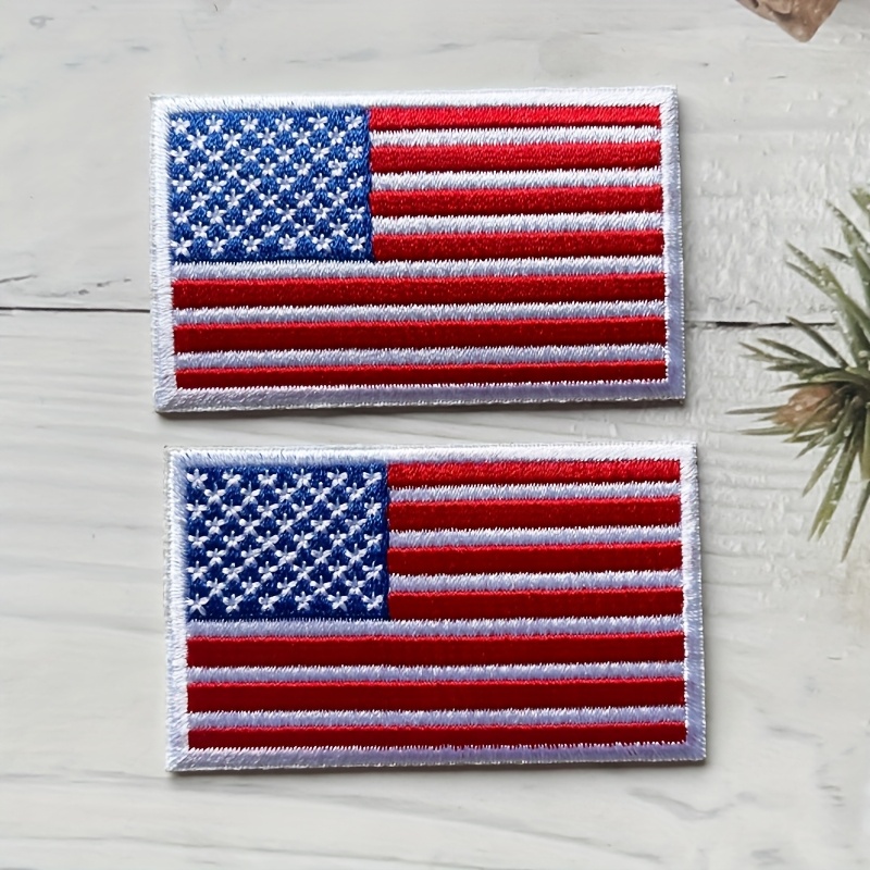 2pcs American Flag Embroidered Cloth Patches Arm Badges, Suitable For Clothing, Bags, Home Decor, Etc., Enhancing Patriotic Sentiment