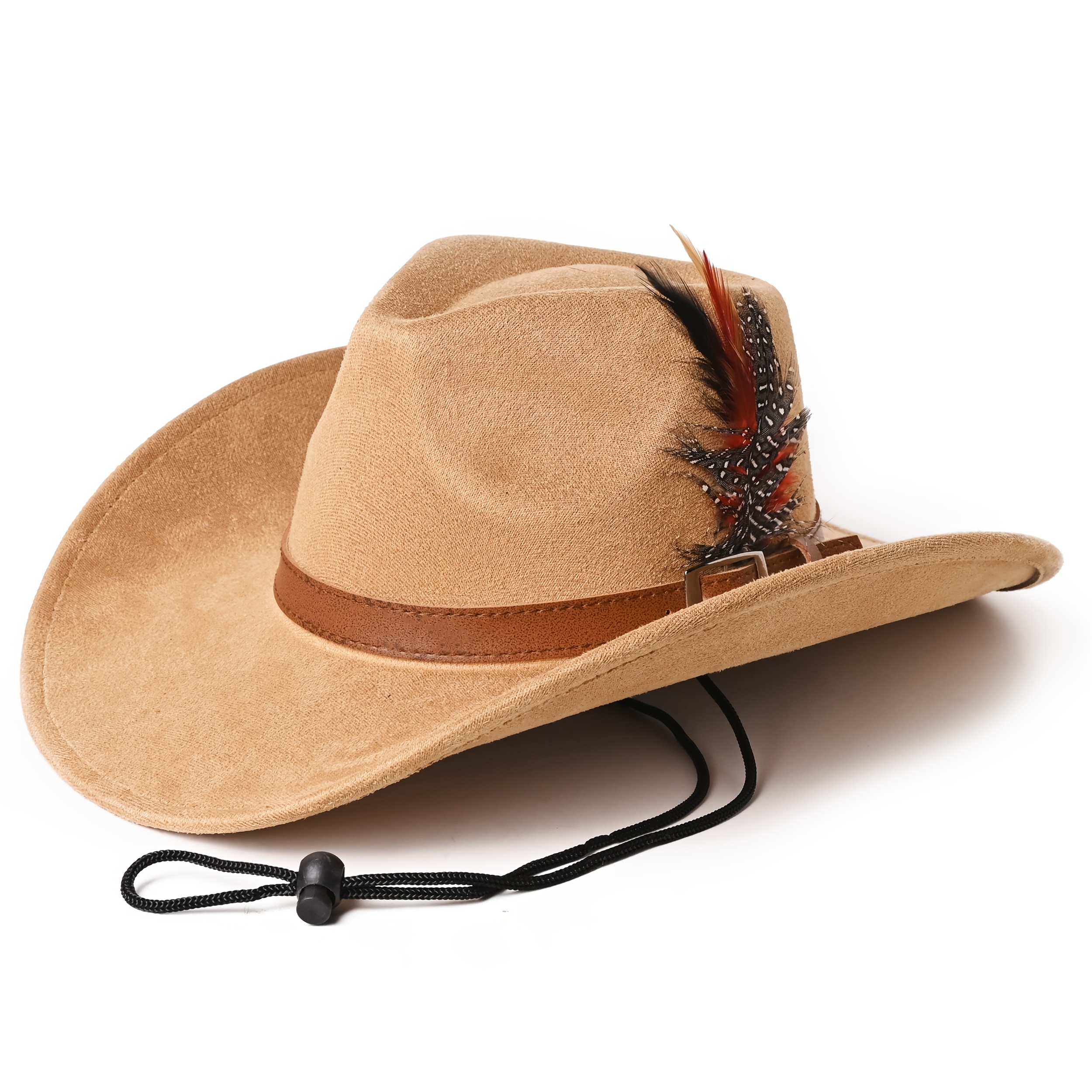 Vintage GW Brown Cowboy Western Hat With Feathers Medium Retro