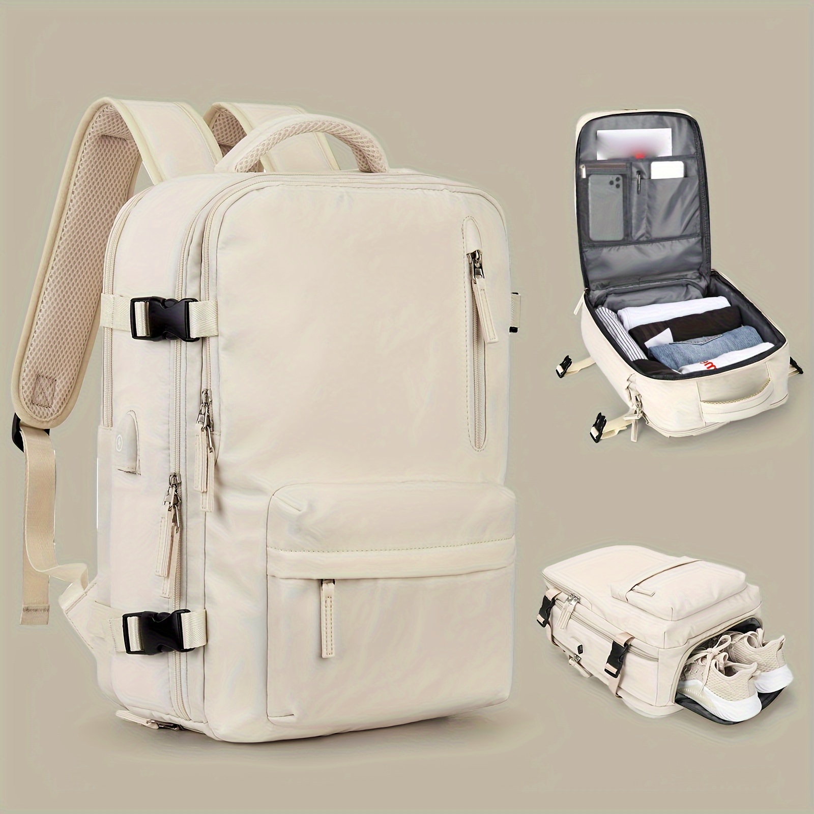 Travel Backpack With Separate Shoe Compartment Bag Unisex Design Ventilated Airplane Carry on