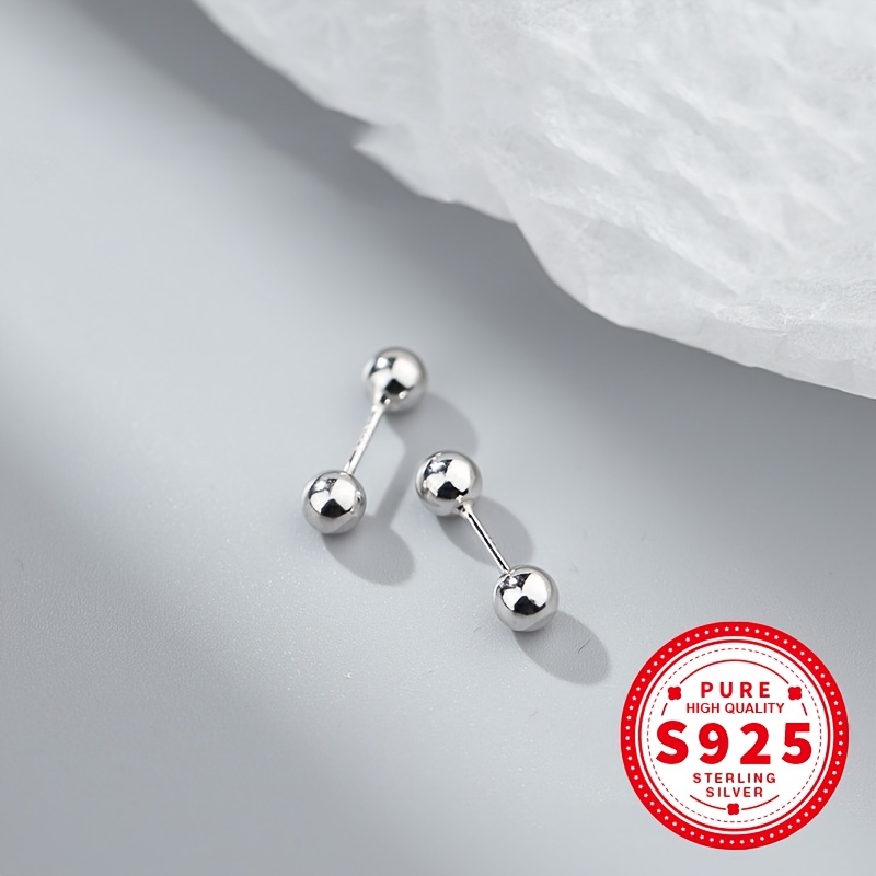 S925 Silver Men's & Women's Double-Headed Bead Earrings