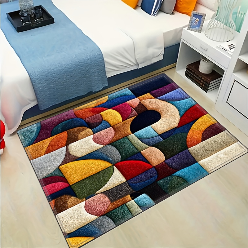 TEMU 1 tapis d'entrée antidérapant avec motif en peluche de style 2D, tapis de bain doux à séchage rapide, lavable en machine - Tapis de décoration