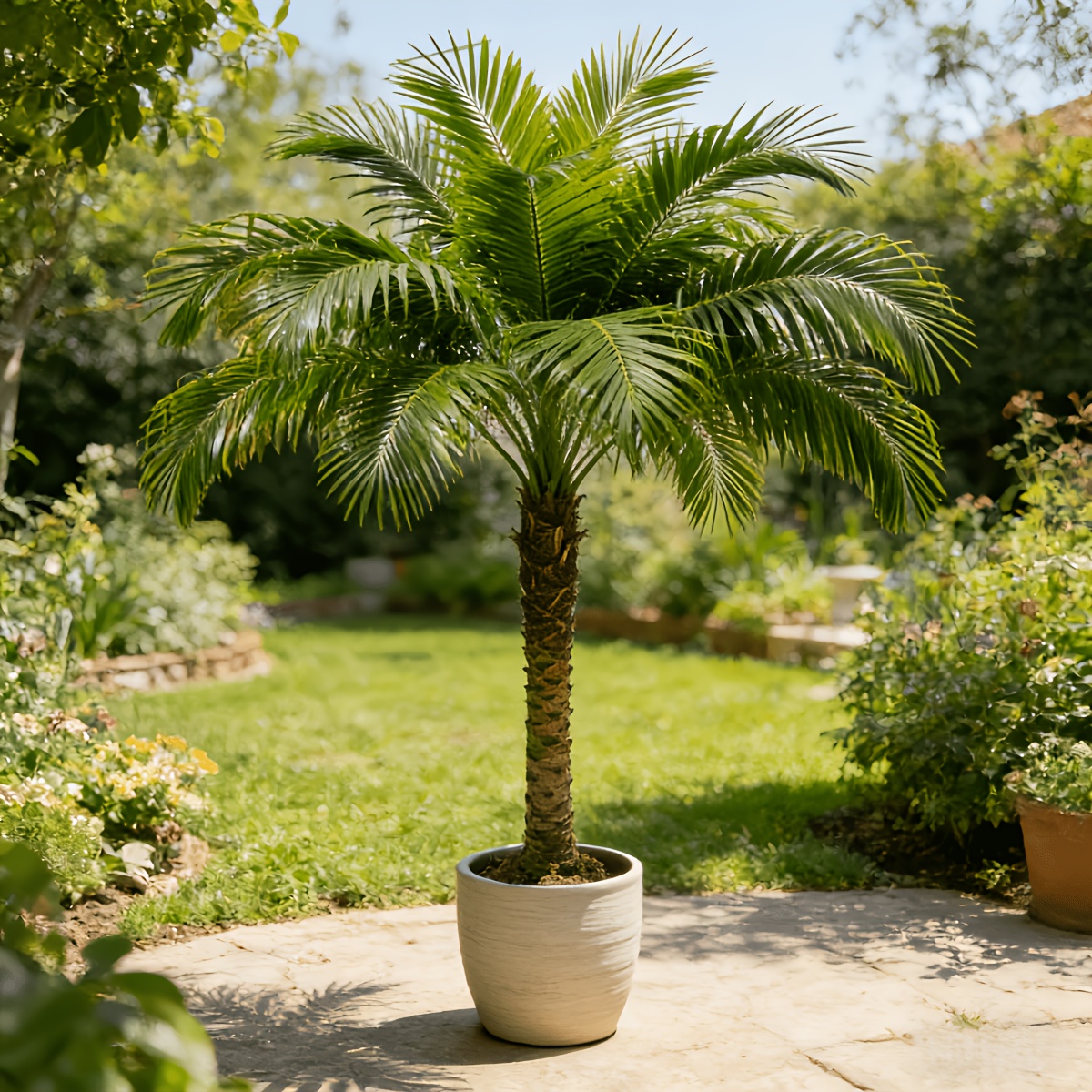 1 Extra Large Artificial Palm Tree Green Plant - Modern Wedding Garden Decoration, Maintenance-Free Evergreen Artificial Plant | Evergreen Potted Plant, Home Office Large Leaf Decorative Tree, Courtyard Nordic Style Artificial Tree