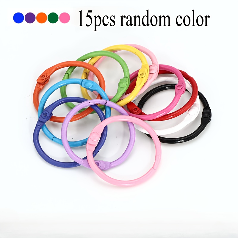 TEMU 15pcs Anneau Métal Multicolore Couleur Aléatoire Peinture Collier Anneau de Livre de Livre Métal Bureau Maison Porte-Clés