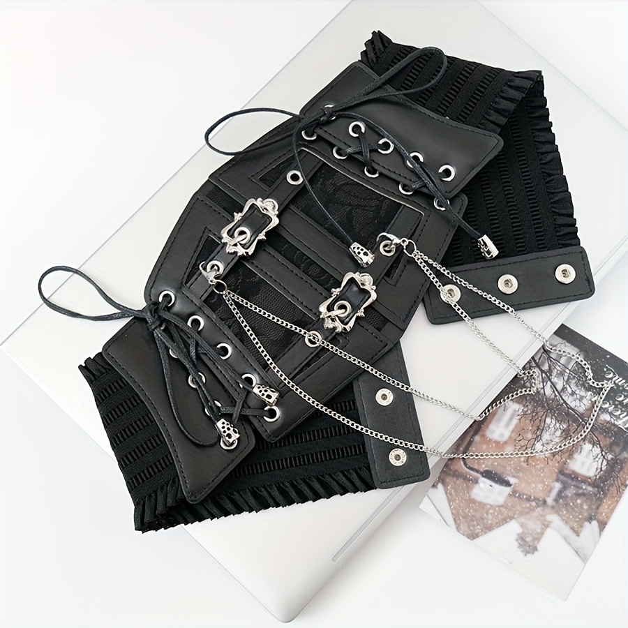 E-shop 1 Stück, Modischer eleganter Hofstil-Satin-Waist-Cinch mit Spitze elastischer Bindung, ideal zu Kleidern Hemden