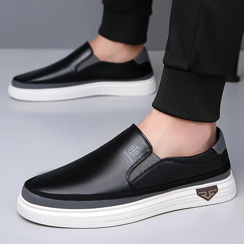 genuine leather mens fashion casual business loafers solid color genuine leather upper slip   for easy on off comfortable soft breathable for   thick sole wear resistant non slip durable 12 sizes   suitable for 10