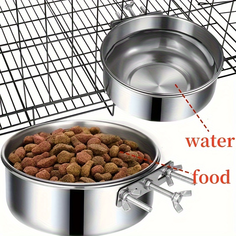 

Stainless Steel Dog Bowl - Food And Water Feeder For Dogs, Cats, Rabbits, Parrots - Hanging Pet Feeding Dish With Screw Fixing For Cage Accessories
