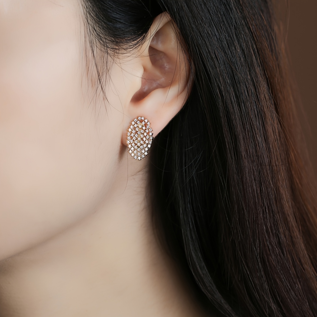 Exquisite Copper Inlaid Zirconia Cross Flower Clip-On Earrings