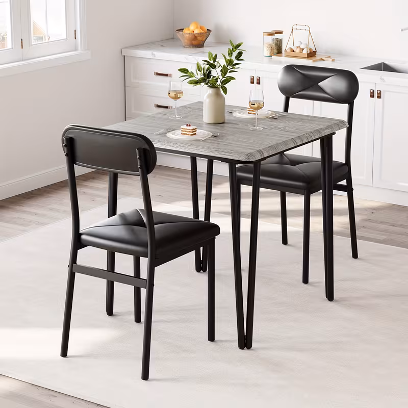 dining table set kitchen table with upholstered chairs dinning set for kitchen compact for small spaces furniture gray 0
