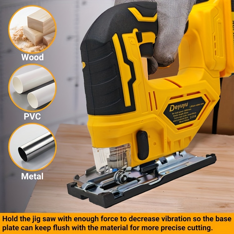 Deyuyu 3000RPM Brushless Cordless Jigsaw with LED Work Light for Dewalt 20V MAX Batteries(Batteries Not Included) 0°-45° Miter Cutting, 3 Track Settings for Straight/Curved/Bevel/Circular Cutting, Suitable for Home Improvement Use