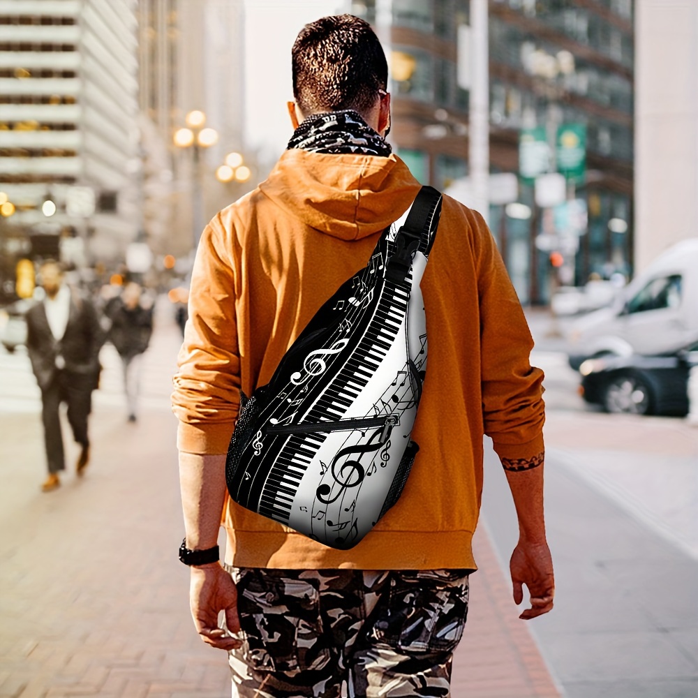 

Piano Notes Print Fashion Chest Bag With Adjustable Strap - Lightweight, Foldable Messenger For Casual & Motorcycle Rides